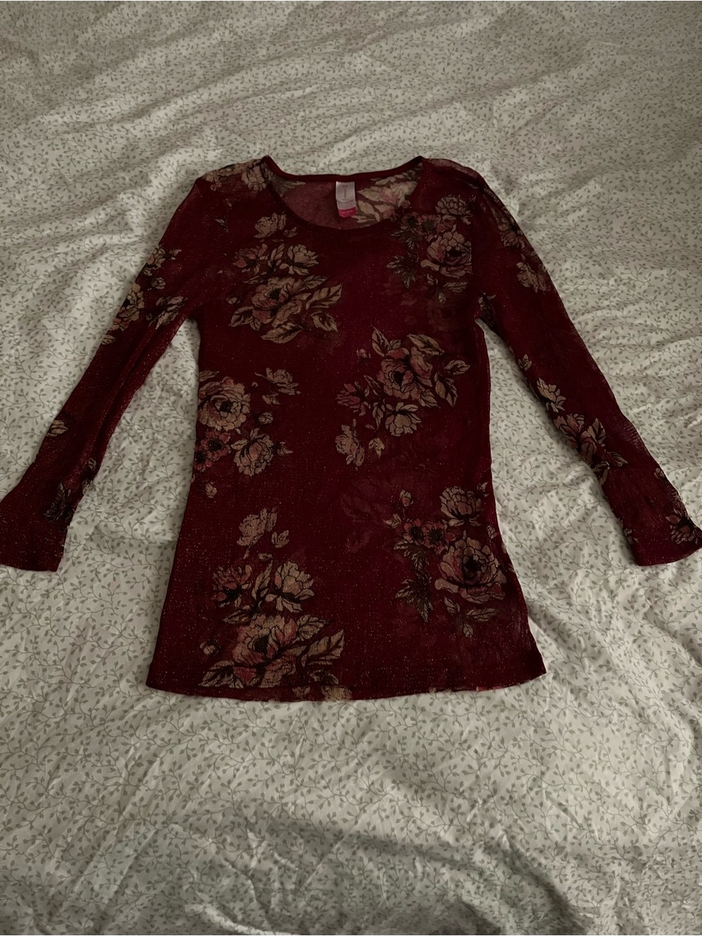 No Boundaries Sparkle Floral See Through Mesh Top